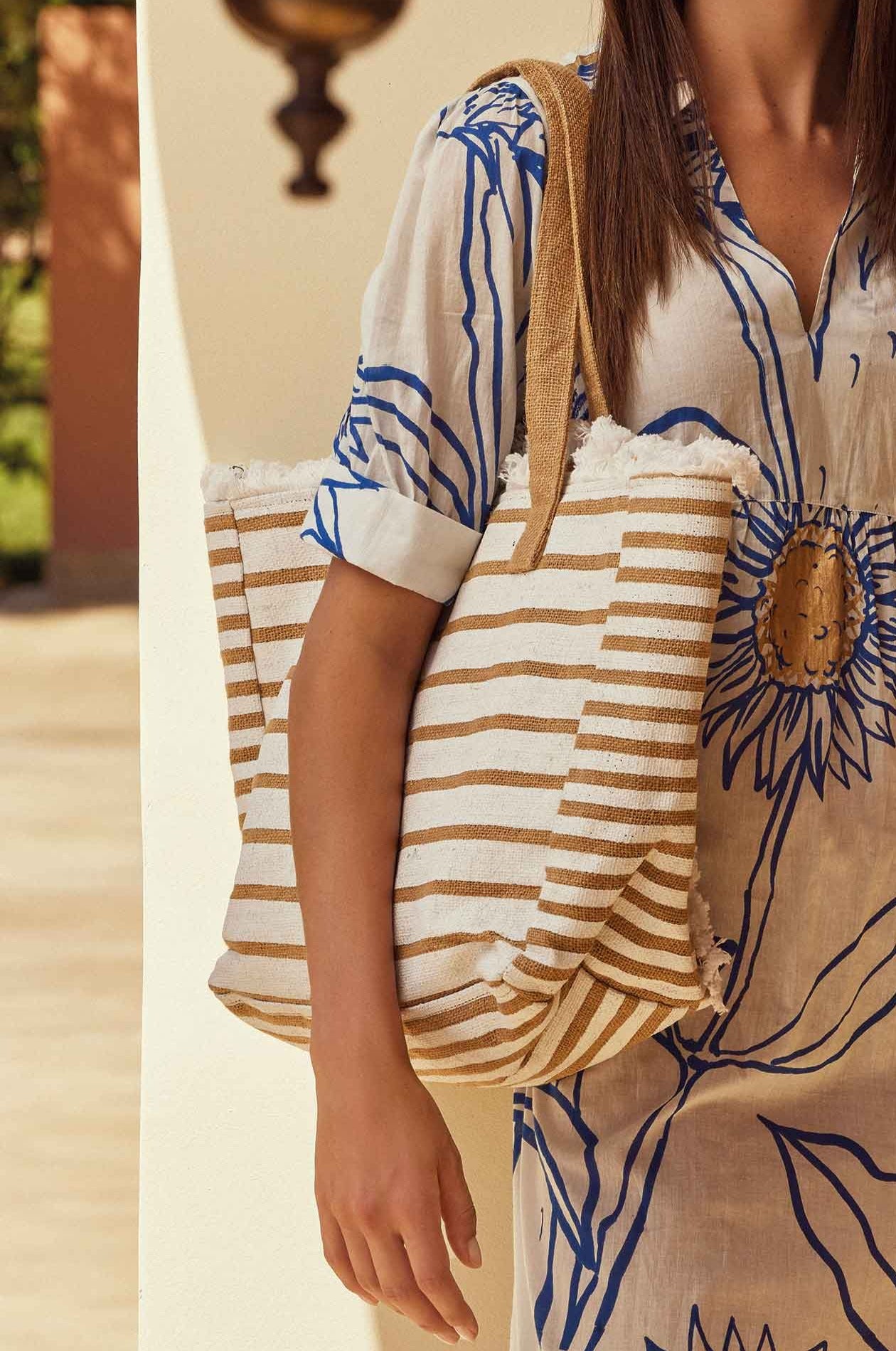 BORSA A RIGHE CON FRANGE