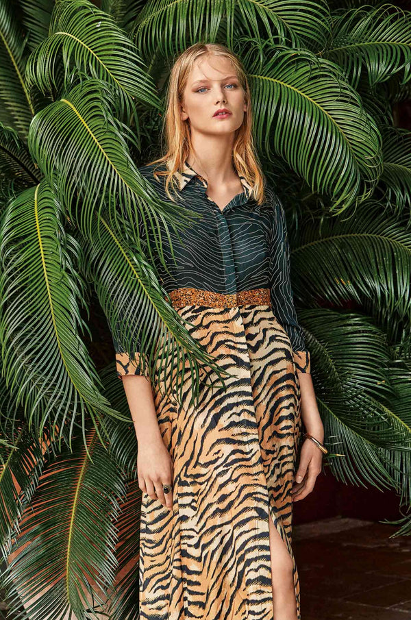 LONG ANIMAL PRINT DRESS