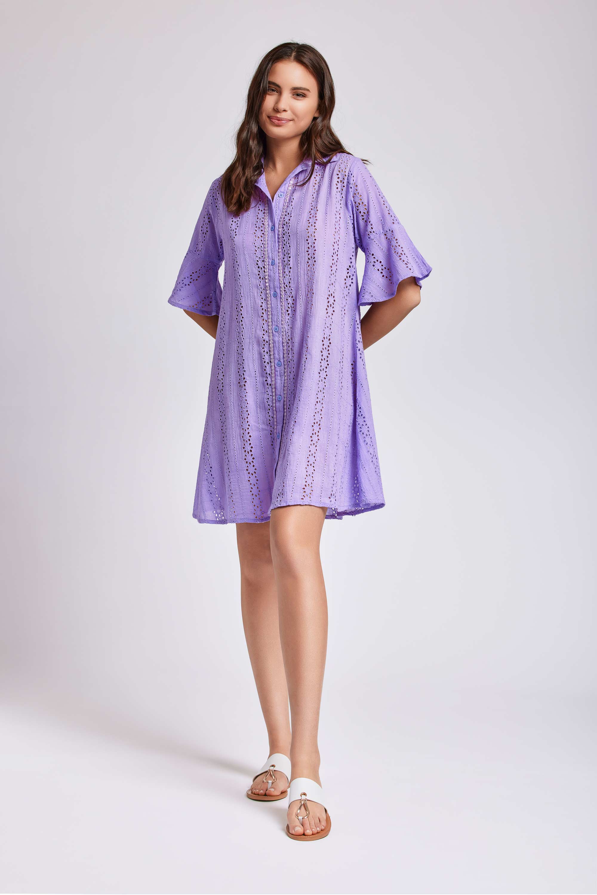 ABITO CAMICIA IN PIZZO PREGIATO