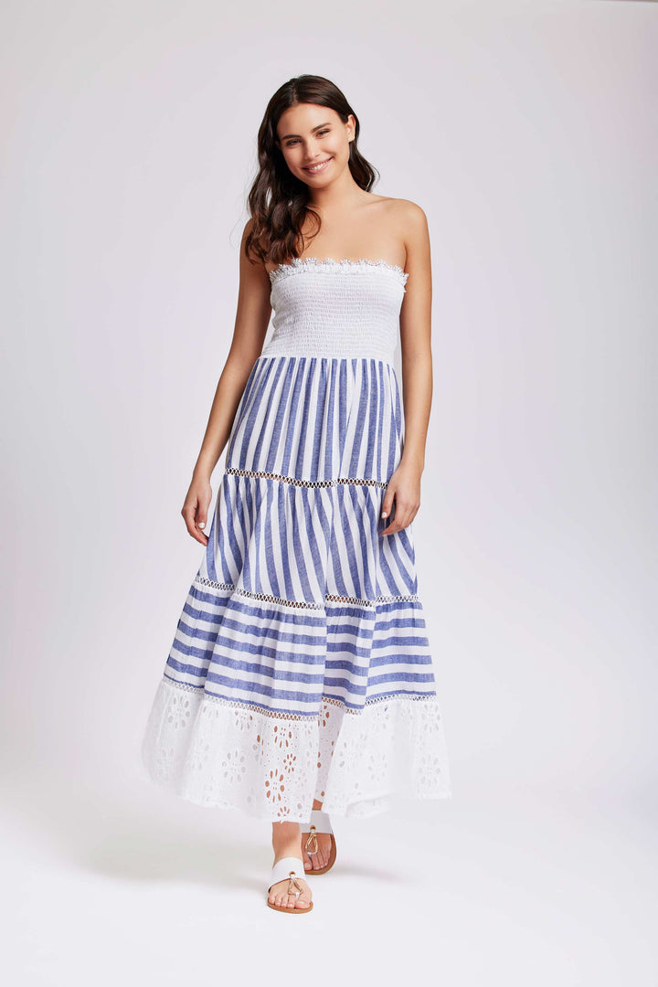 ASOS DESIGN - Vestito midi a fascia nero con dettaglio a reticolo in ASOS DESIGN - Vestito midi a fascia nero con dettaglio a reticolo in