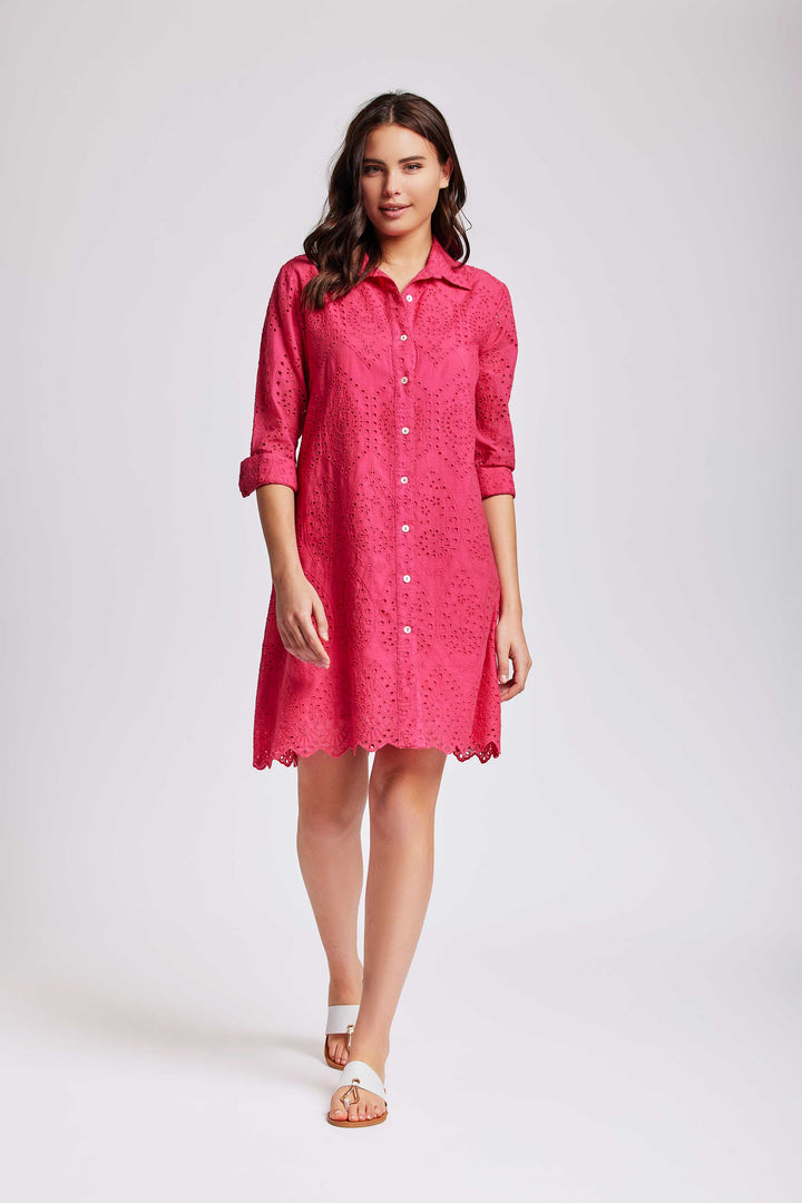 Abito Camicia In Pizzo Sangallo Pregiato Fucsia Donna Iconique Moda abito-camicia-in-pizzo-sangallo-pregiato-fucsia-donna-iconique-moda