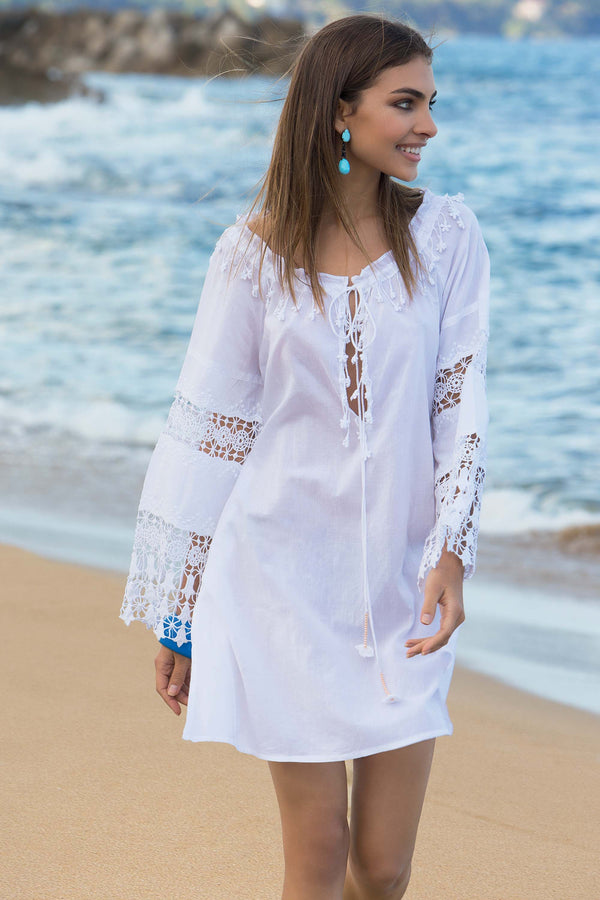 DRESS WITH LACE INSERTS