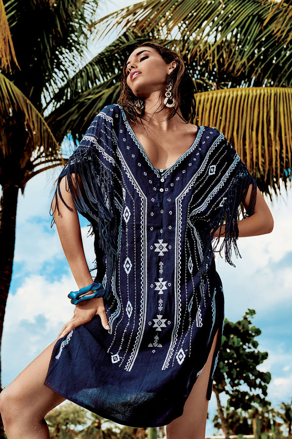 Caftan with fringes