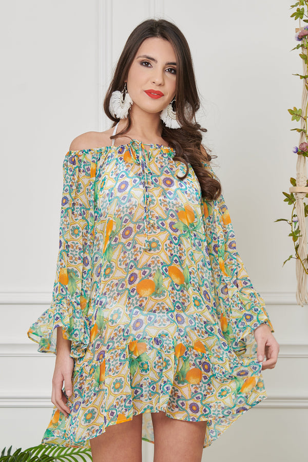 CHIFFON-SPITZENKLEID