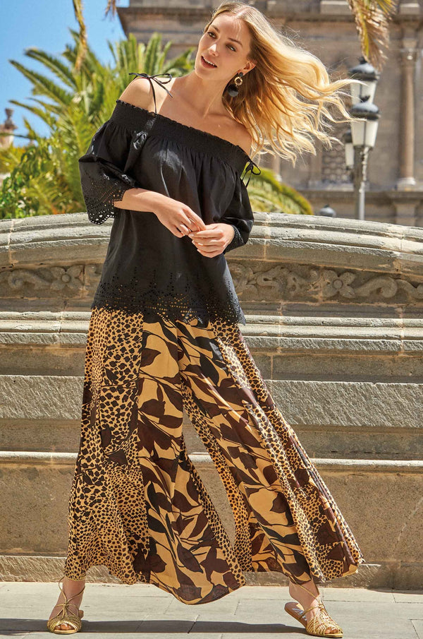 SPOTTED PALAZZO PANTS