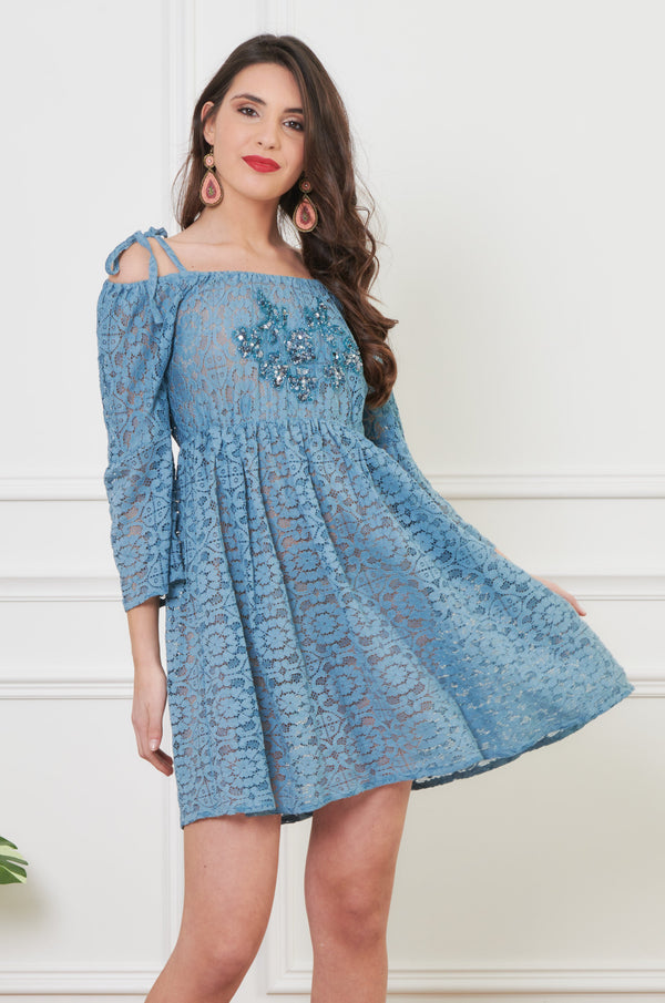 LACE DRESS WITH EMBROIDERY