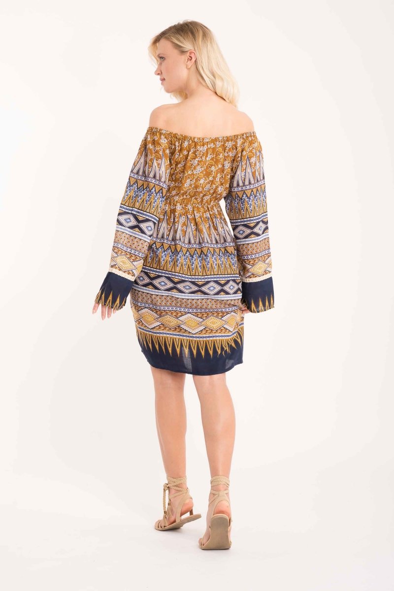 Abito Emma: Scollo a Barca e Motivi Floreali