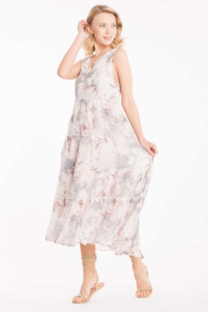 Iconique Women's Multicolored Linen Long Dress - Moda Mare Positano